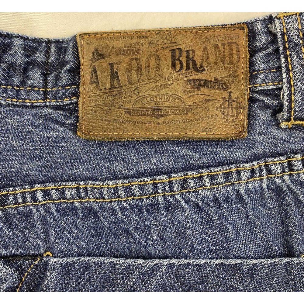 Akoo Brand Retro Y2K Mens Size 34"x32" Dark Wash Straight Cut Denim Jeans Grunge - Picture 4 of 8